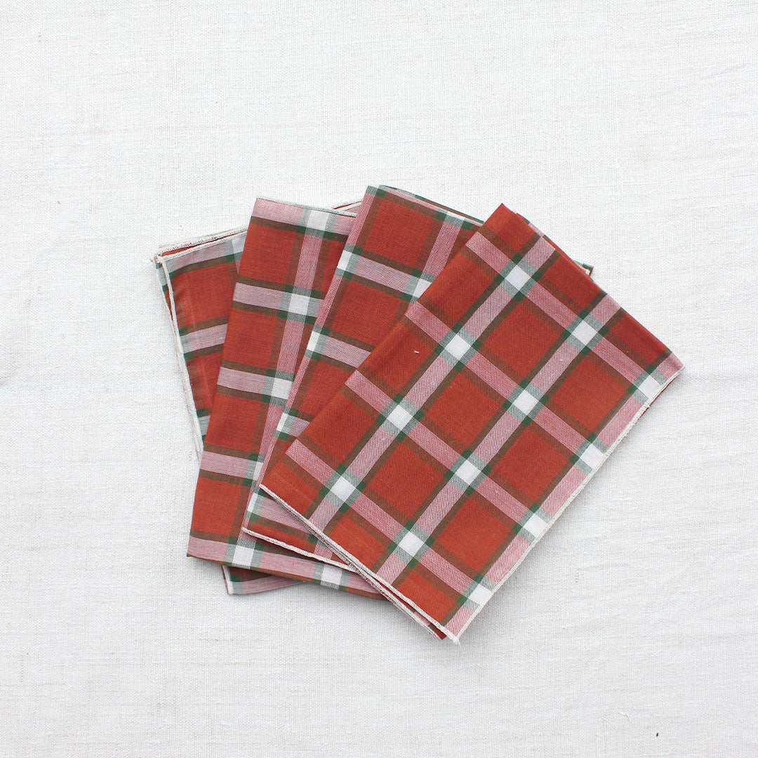 4 serviettes tartan brique