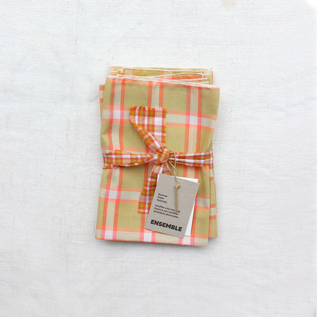 4 serviettes tartan pistache