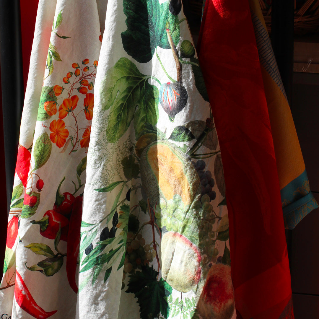 Torchon en coton et lin à motifs colorés