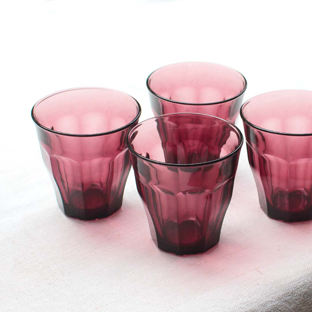 4 verres Duralex prune