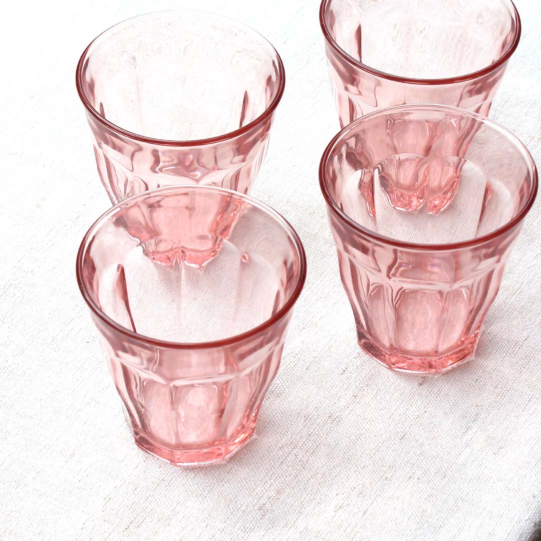 4 verres Duralex rose