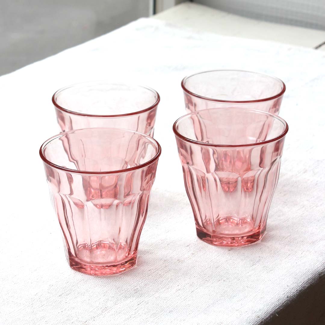 4 verres Duralex rose