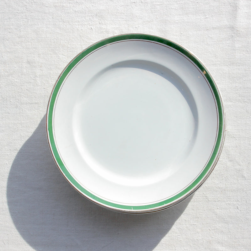 Compotier en porcelaine blanche au liseré vert