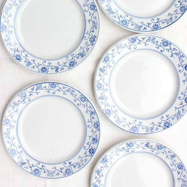 6 assiettes à dessert aux fleurs bleues