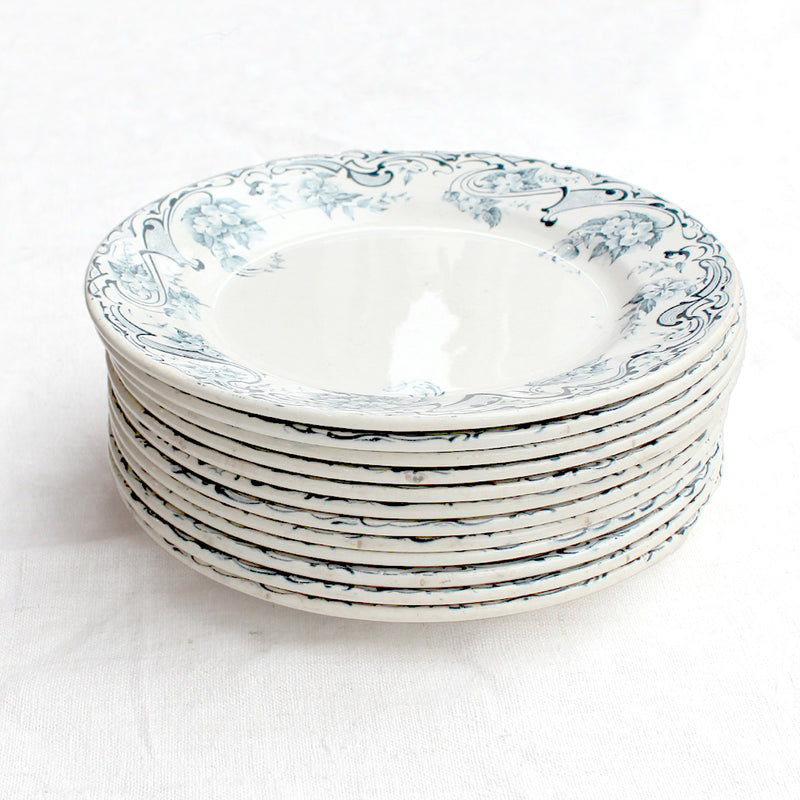 12 assiettes anciennes en terre de fer