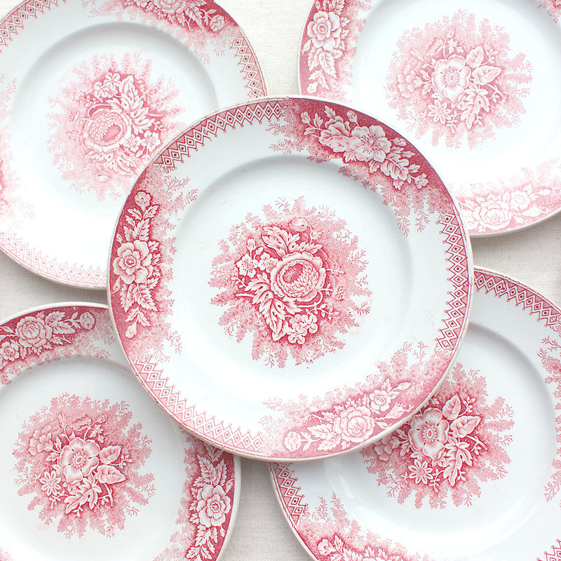 Assiettes au luxuriant décor fleuri