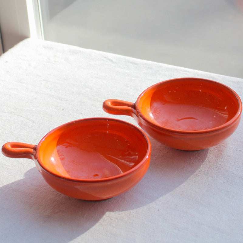 Duo de petits ramequins en céramique orange