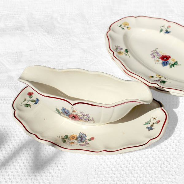 Saucière et raviers aux fleurs des bois