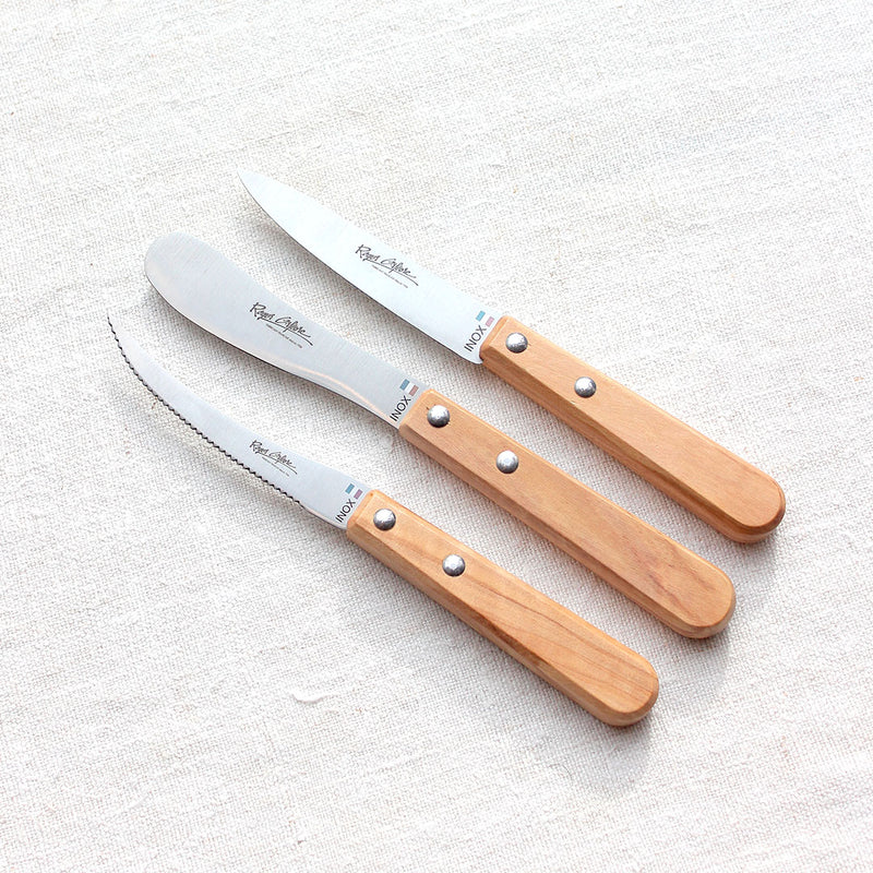 Trio de petits couteaux à tout faire manche en olivier lame inox