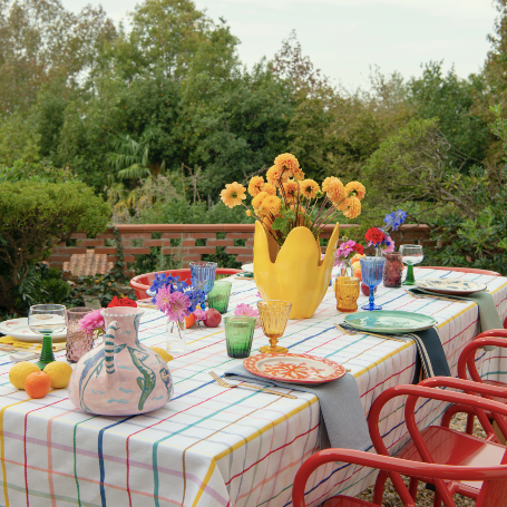 Nappe rectangulaire aux carreaux multicolores